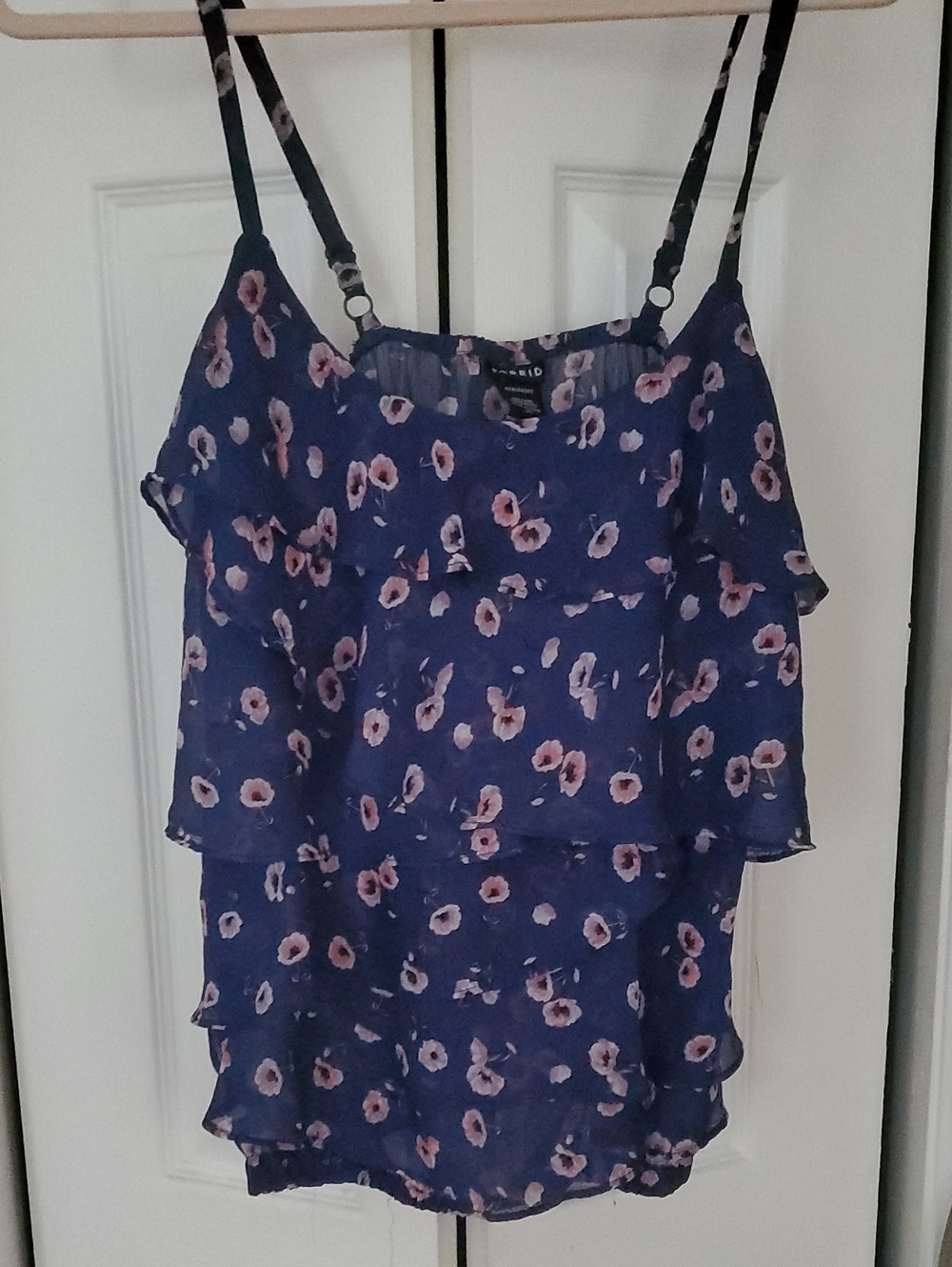 Torrid Navy Floral Tiered Ruffle Camisole, Size 00 (12)